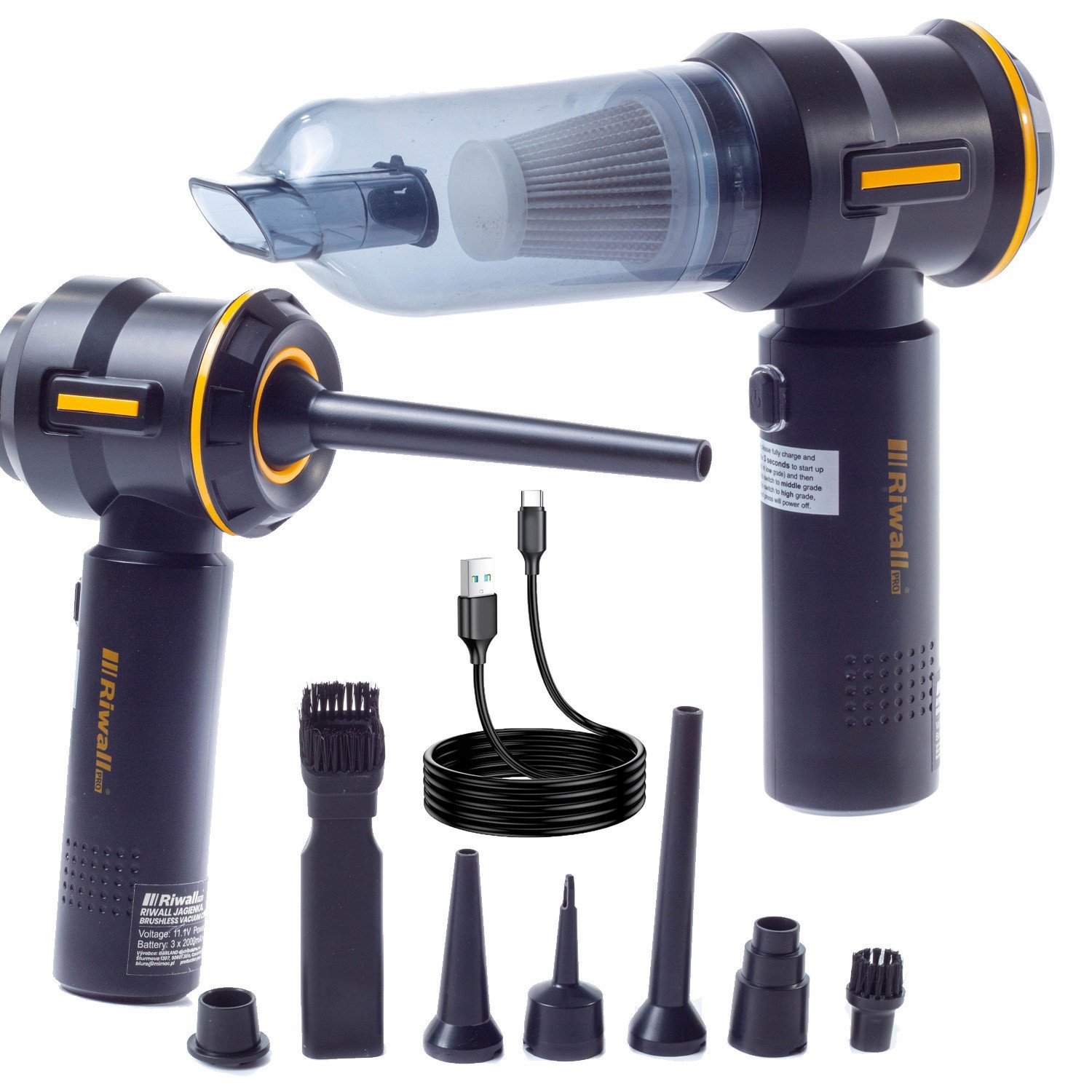 ODKURZACZ RĘCZNY SAMOCHODOWY BEZPRZEWODOWY AKUMULATOROWY MOC RIWALL RMW-01