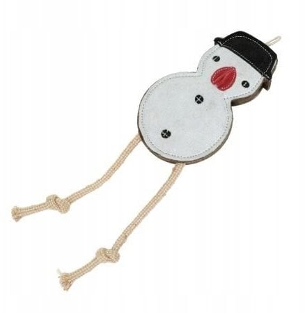 Barry King Zabawka dla psa skórzana Bałwan 21x12 cm + 19 cm lina