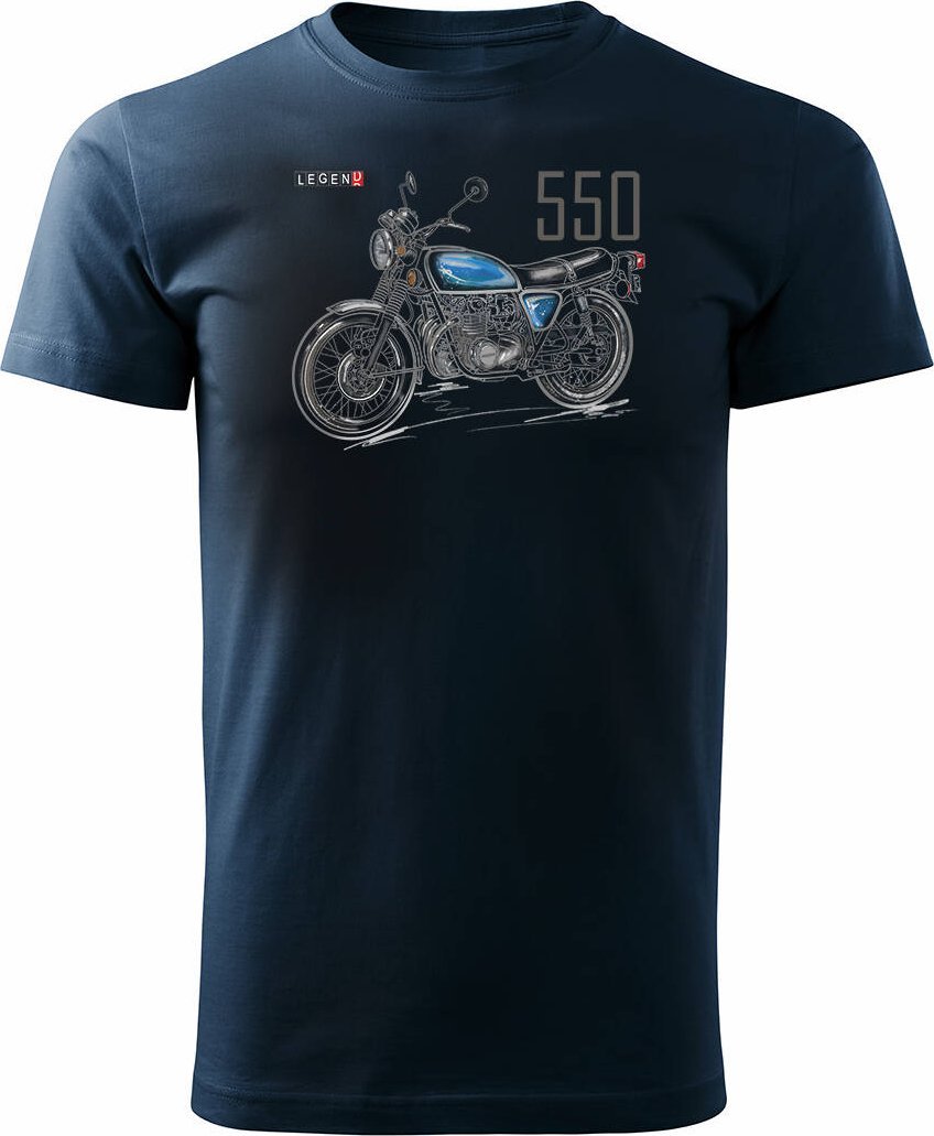 Topslang Koszulka z motocyklem na motor Honda 550 Four legend męska granatowa REGULAR XL