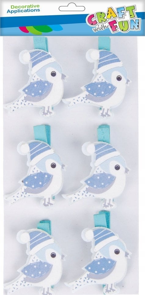 Craft with Fun Ozdoba dekoracyjna drewniany spinacz ptaszek 6SZT CF 12/288