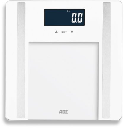 Waga łazienkowa z analizą masy ciała, do 180 kg, 30 x 30 cm, biała / ADE