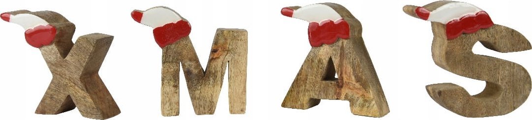 Dekoracja świąteczna Kaemingk Drewniany napis XMAS 13x52cm Dekoracja świąteczna do zawieszenia