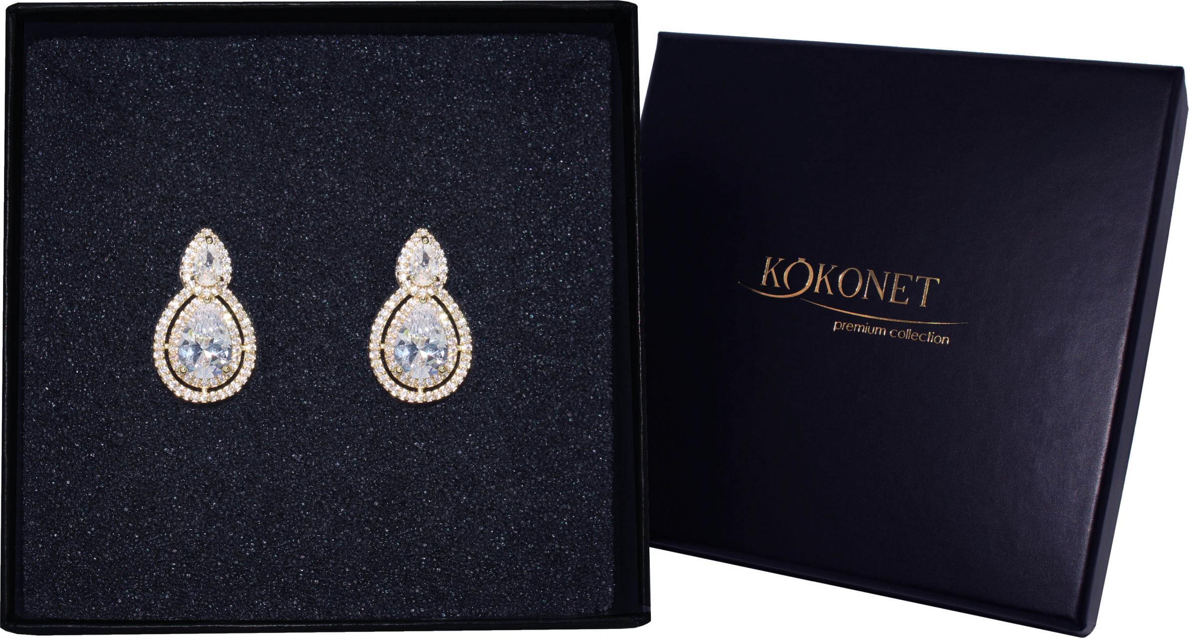 KOKONET Kolczyki pozłacane łezki błyszczące z cyrkoniami