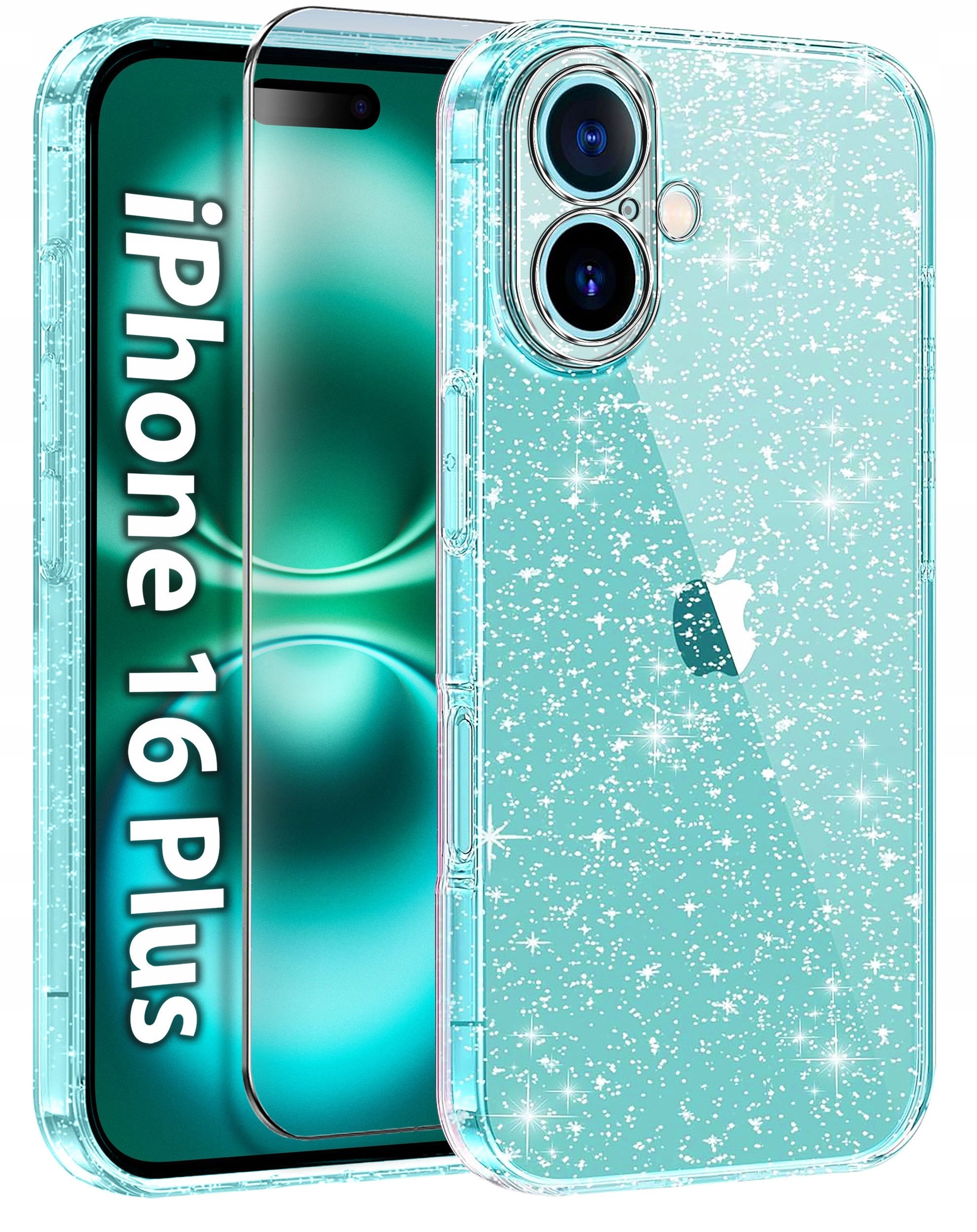 Etui do iPhone 16 Plus SILIKONOWE BROKAT clear CASE + SZKŁO OCHRONNE 9H