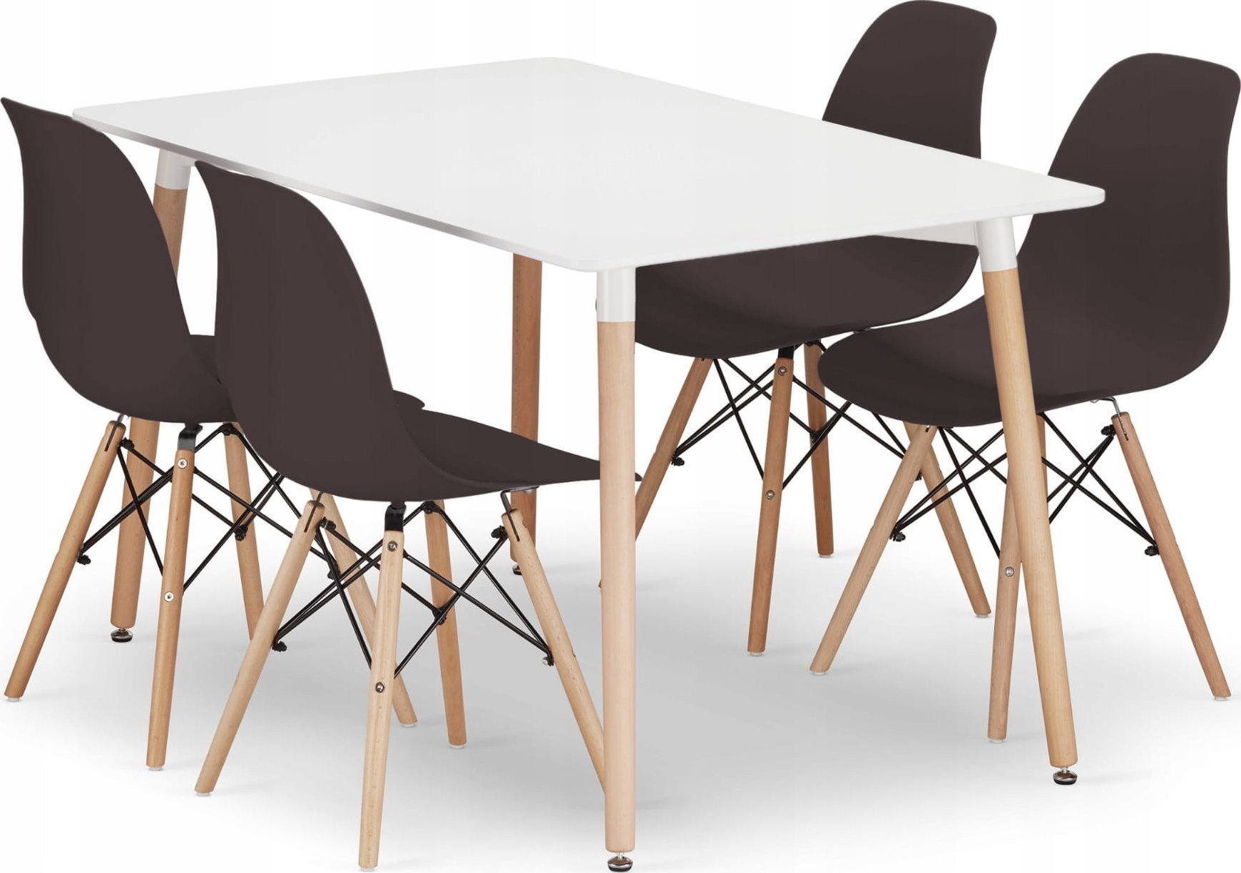 Leobert Zestaw stół prostokątny ADRIA 120x80 biały + 4 krzesła OSAKA kawowe