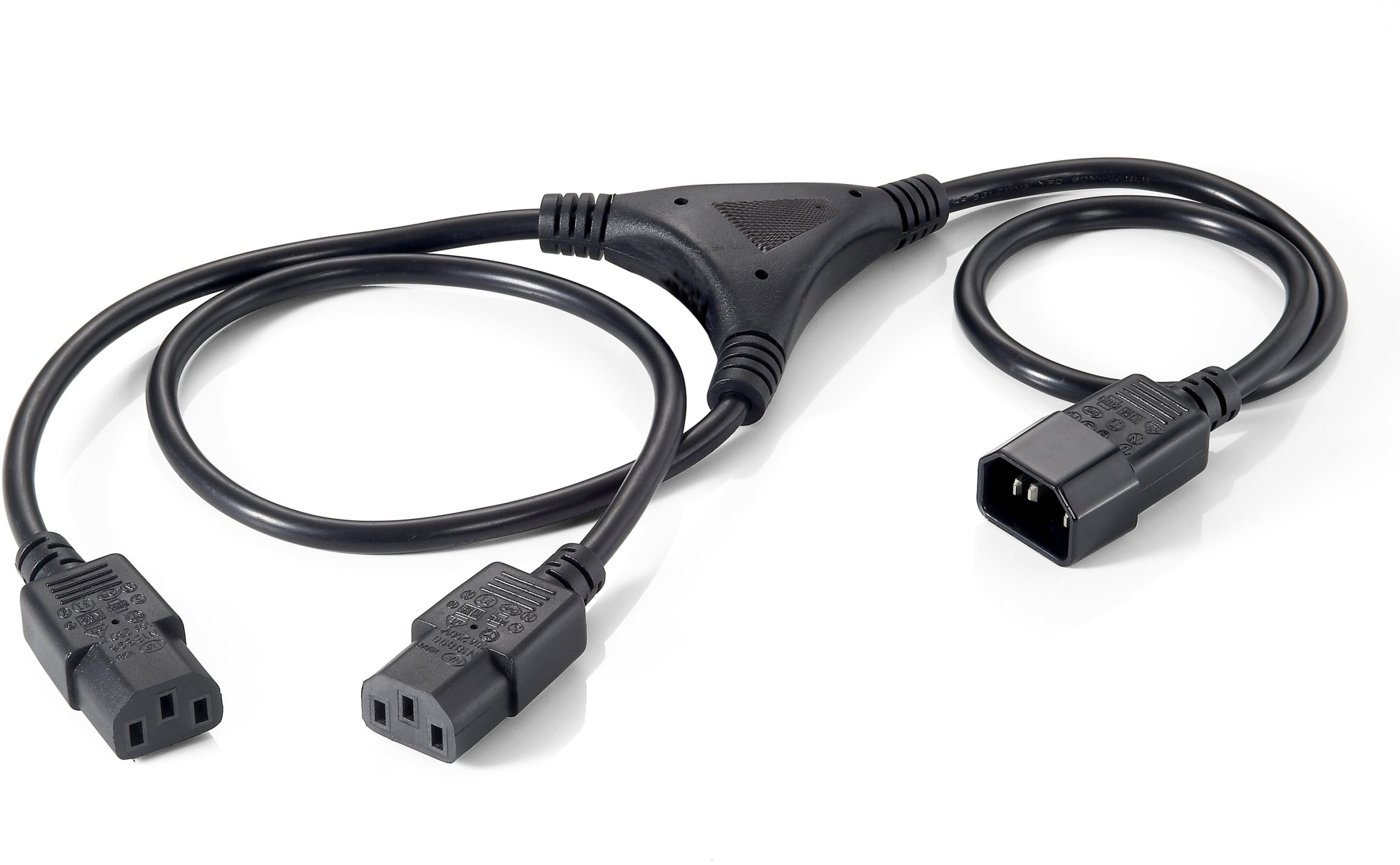 Equip Y-Netzverlängerung IEC C14 -> 2x IEC C13 St/Bu 1.6m sw Polybeutel