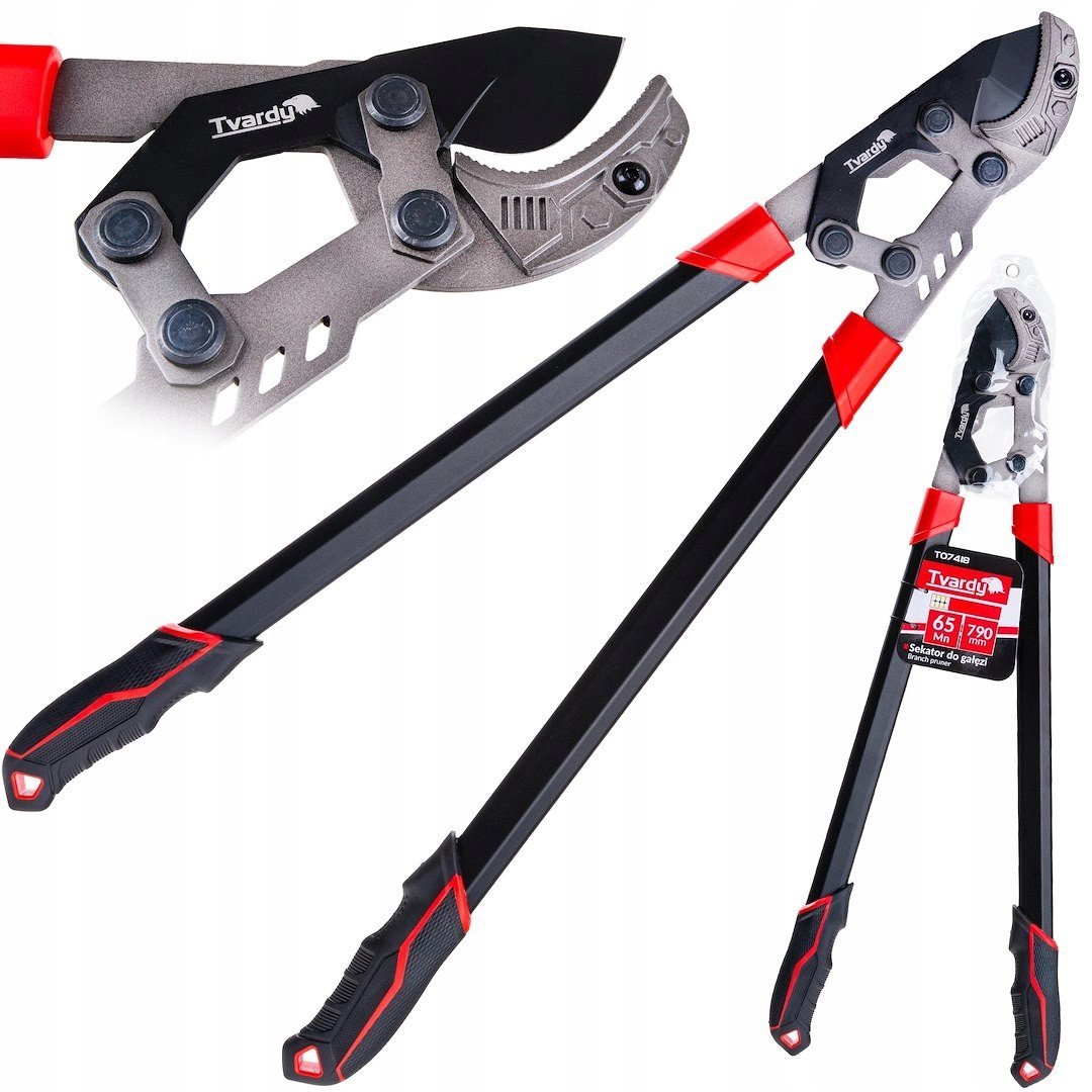 Sekator do gałęzi z przekładnią i ostrzem kowadełkowym 790mm 65Mn PTFE (12)