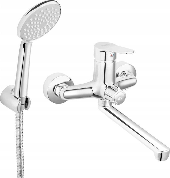 Ferro ISSO bateria umywalkowa ścienna z przyłączem natrysku, chrom