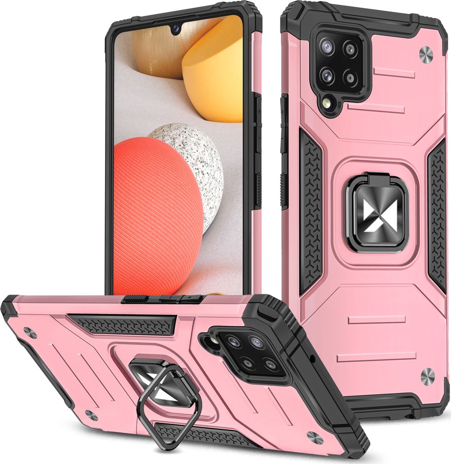 Wozinsky Wozinsky Ring Armor pancerne hybrydowe etui pokrowiec + magnetyczny uchwyt Samsung Galaxy A42 5G różowy