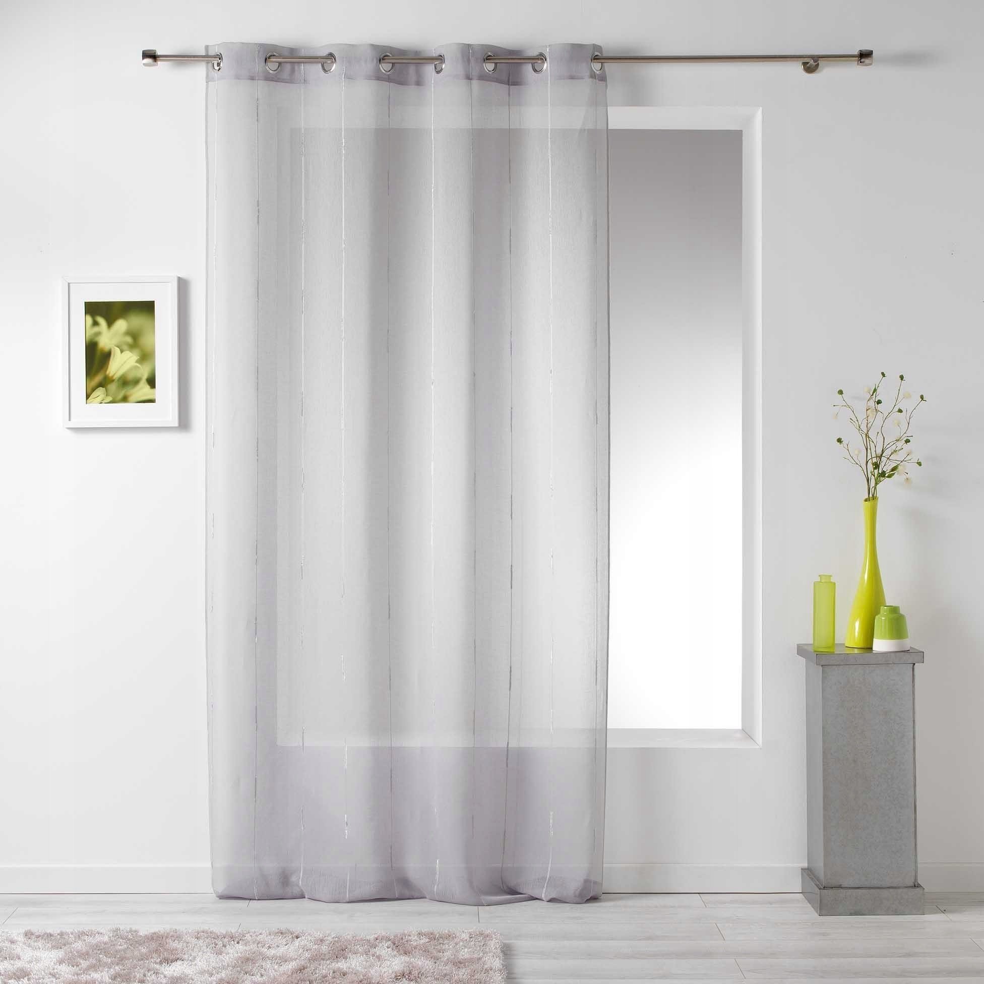 Douceur d`Interieur Firana na przelotkach szara LINAHE, 140 x 260 cm