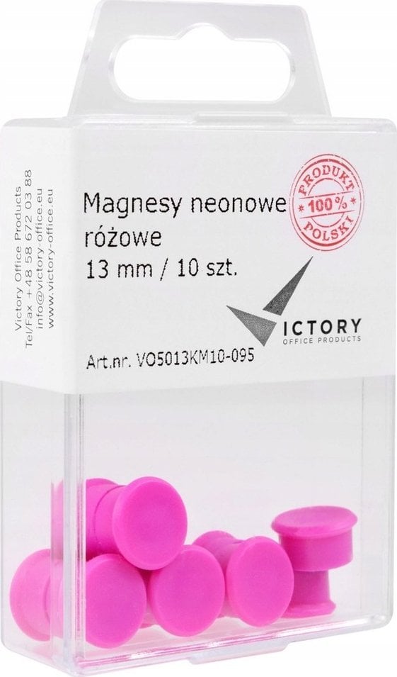 Victory Office Product MAGNESY VICTORY OFFICE 13MM 10 SZT. NEONOWE RÓŻOWE