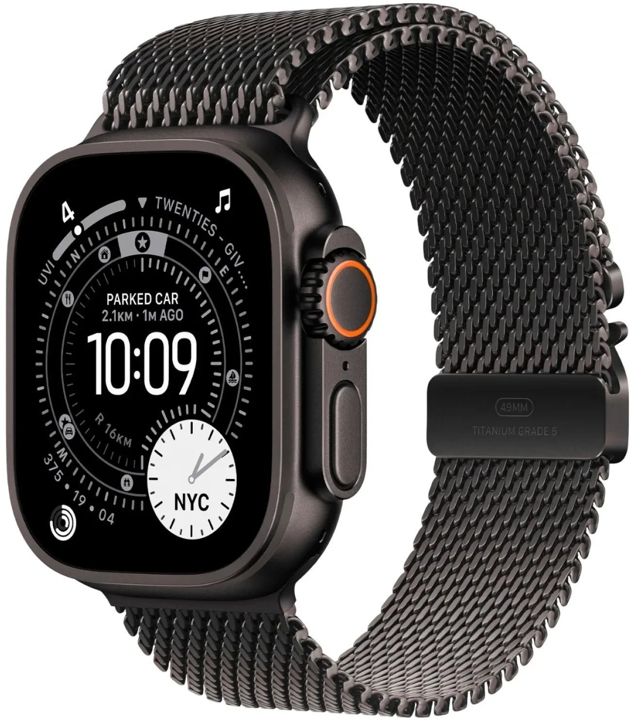 Smartwatch Apple Watch Ultra 3 GPS + Cellular 49mm Black Titanium / Titanium Milanese Loop S Czarny (MF1N4QF/A)