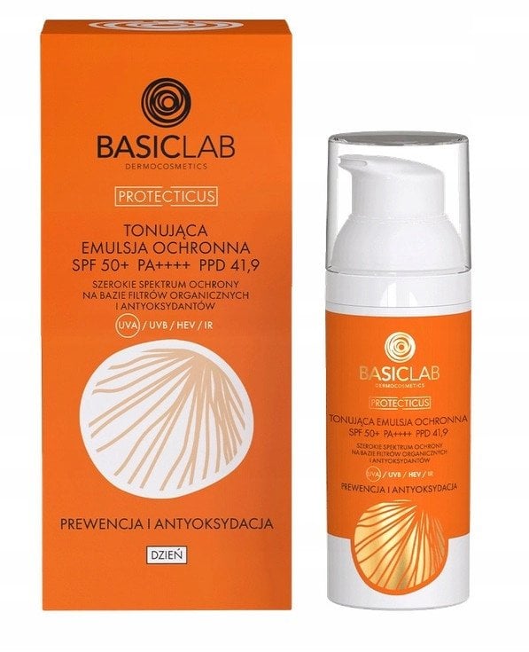 BASICLAB_Protecticus tonująca emulsja ochronna SPF 50+ Prewencja i Antyoksydacja 50ml
