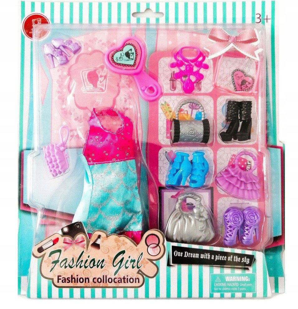 UBRANKA DLA LALKI MIX CIUSZKI BUCIKI TOREBKI 12w1