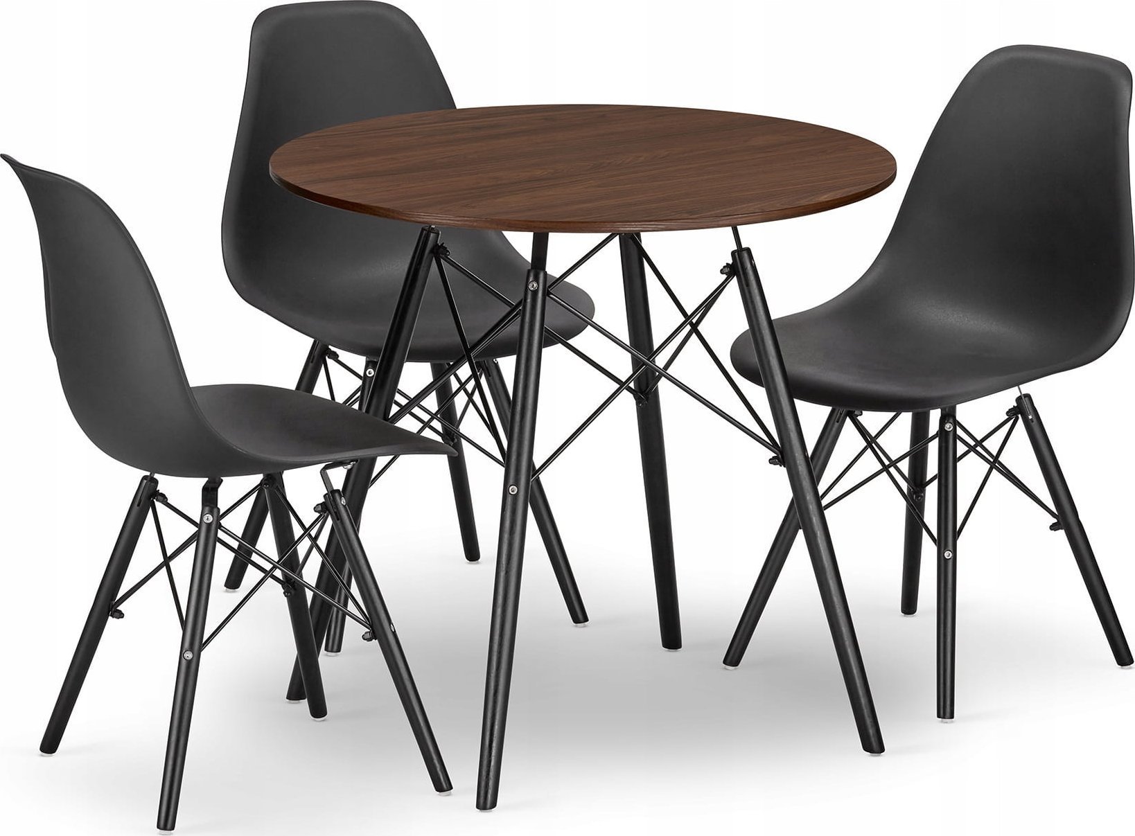 Leobert Zestaw stół okrągły TODI 80 jesion + 3 krzesła OSAKA czarne