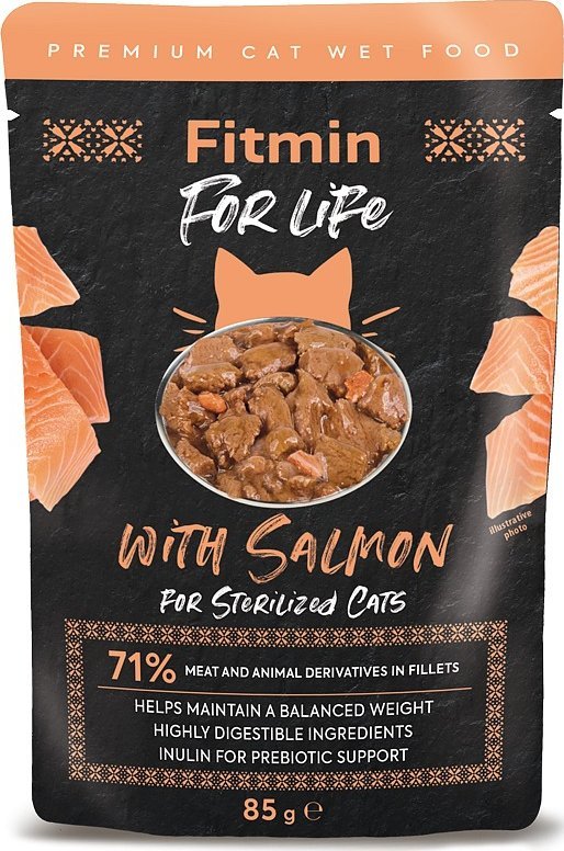 Fitmin For Life saszetka fileciki z łososia w sosie dla kotów sterylizowanych 85g