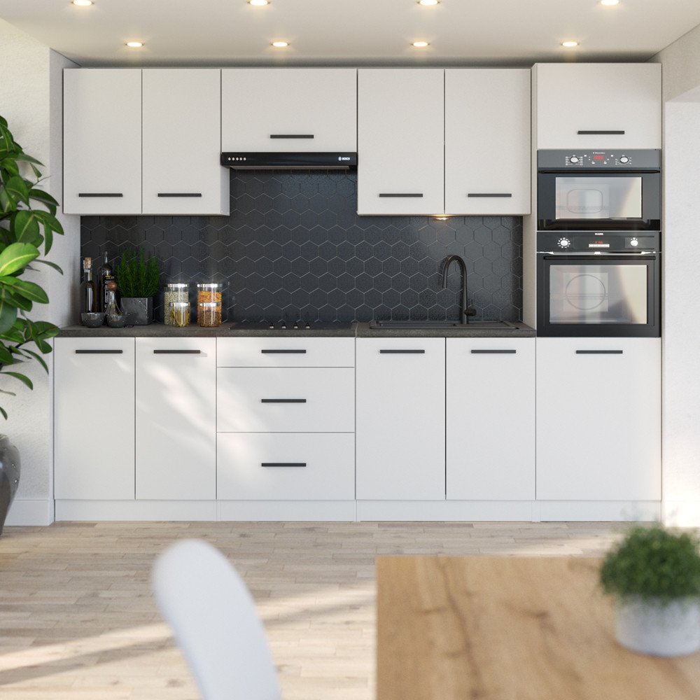 Zestaw Mebli Kuchennych Marra 2.6m Kuchnia Nowoczesna Modułowa Biała Wotan