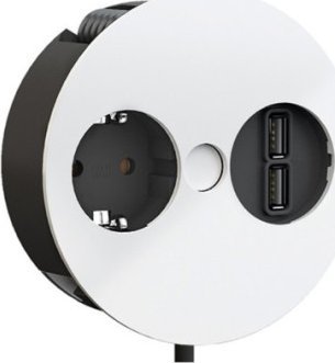 Bachmann BACHMANN TWIST 1x gniazdo z uziemieniem, tulejki, ładowarka USB, kabel zasilający z uziemieniem, biały, 2 m