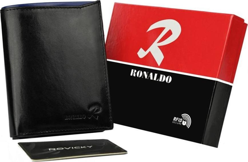 Ronaldo Składany, pionowy portfel męski z połyskującej skóry naturalnej Ronaldo NoSize