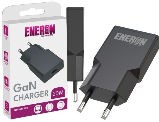 Ładowarka Eneron SZYBKA ŁADOWARKA SIECIOWA USB-C 20W GaN Slim czarna