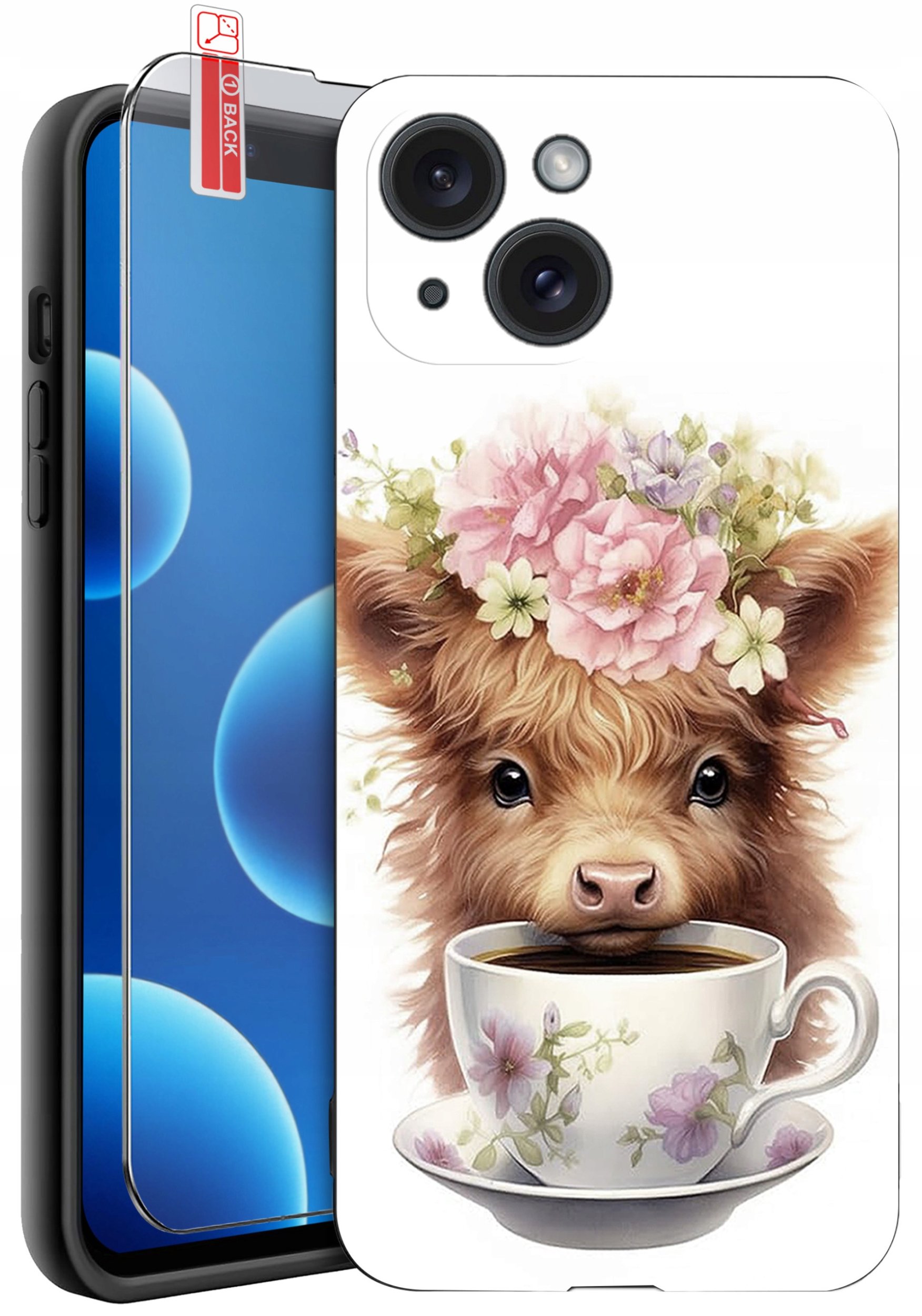 ETUI do iPhone 13 | 14 | WZORY | SILIKONOWE MATT CASE + SZKŁO 9H