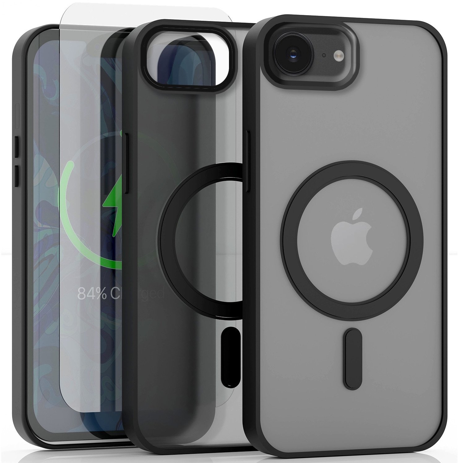 Etui Do Apple iPhone 16e (Do Magsafe, Czarne Matowe, Plecki, Case) Szkło