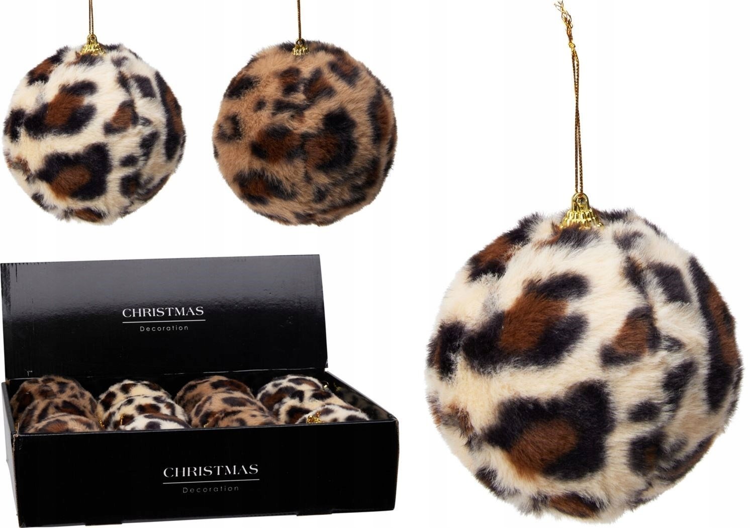 Zestaw ozdób choinkowych, plastik/futro, 11 cm, 12 szt.