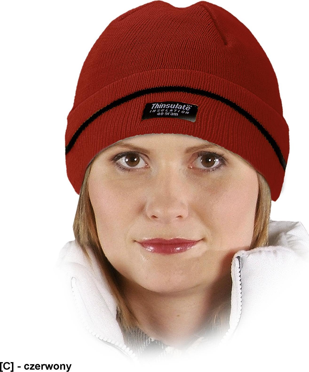 R.E.I.S. CZBAW-THINSUL - czapka zimowa ostrzegawcza - czerwony 57-61