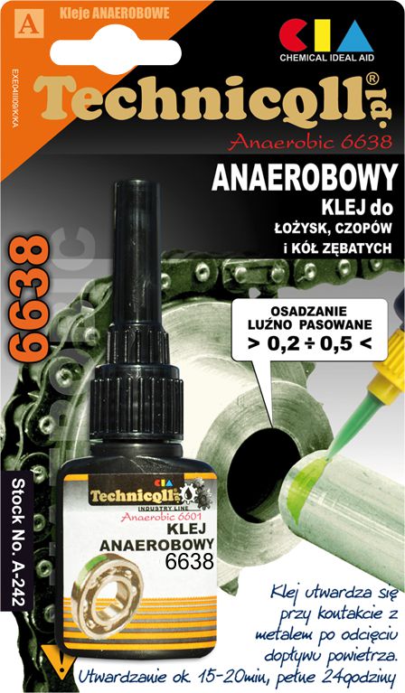 Technicqll Klej anaerobowy do łożysk, czopów i kół zębatych 6638 10g A-242