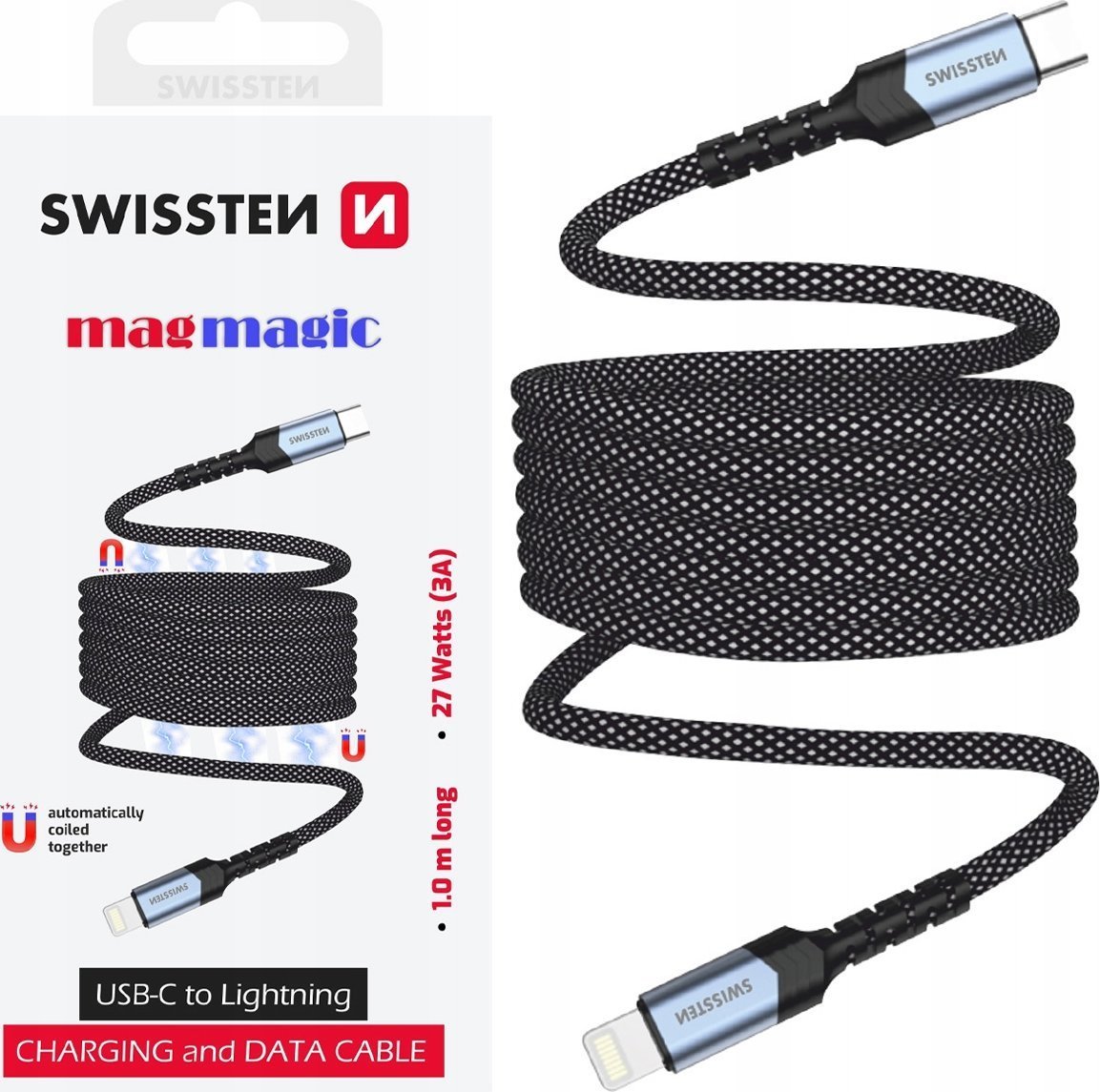 Kabel USB Swissten USB-C - Lightning 1 m Czarny (71551020)
