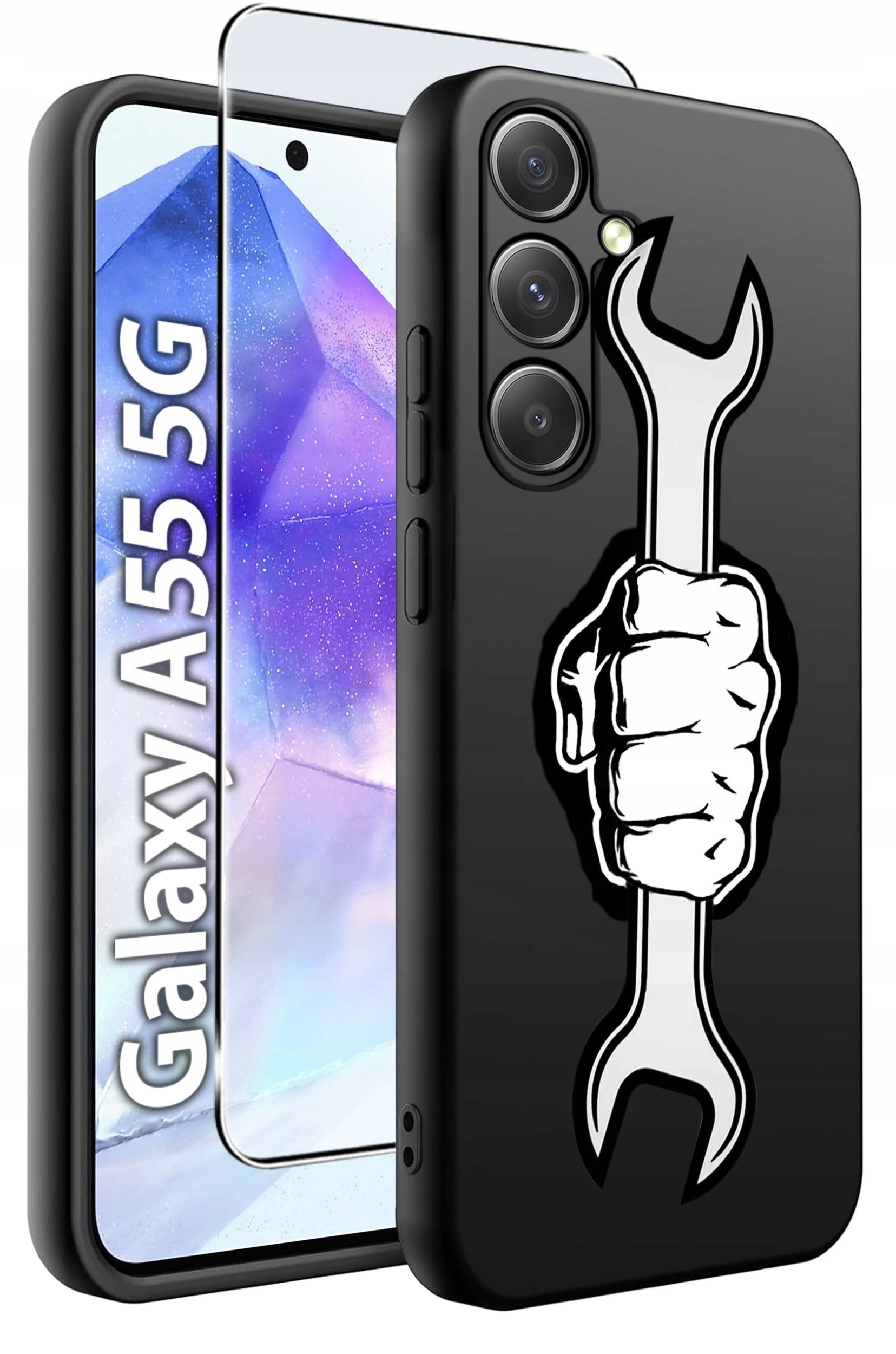 ETUI do Samsung A55 5G WZORY | SILIKONOWE MATT CASE + SZKŁO HARTOWANE 9H