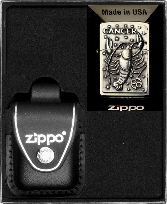 Zestaw ZIPPO Zapalniczka ZODIAC CANCER rak Prezentowy No3