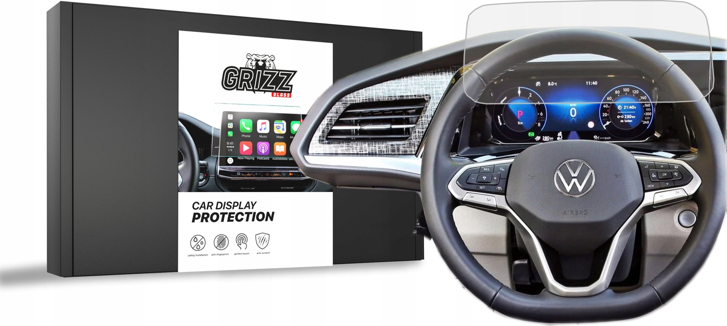GrizzGlass Folia matowa GrizzGlass CarDisplay Protection do Volkswagen VW Multivan 4 Virtual Cockpit 10,25" 2021