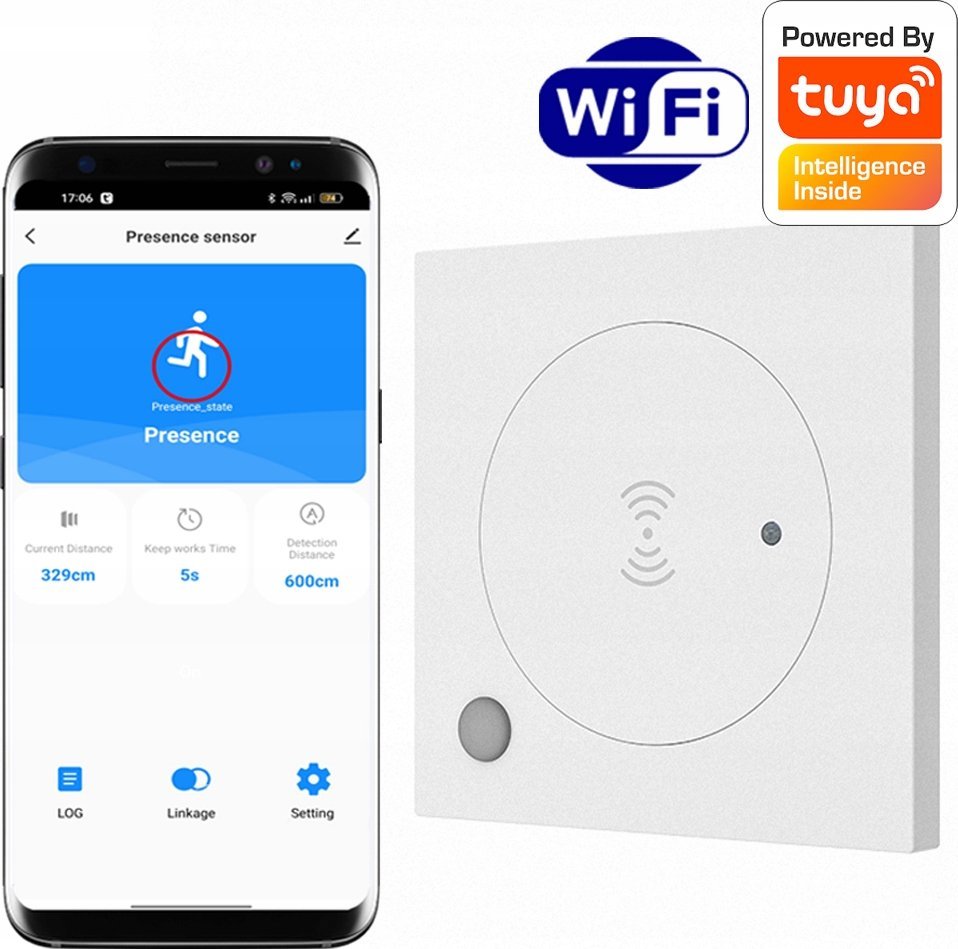 RTX Czujnik mikrofalowy sensor obecności WiFi TUYA Smart 230V ścienny