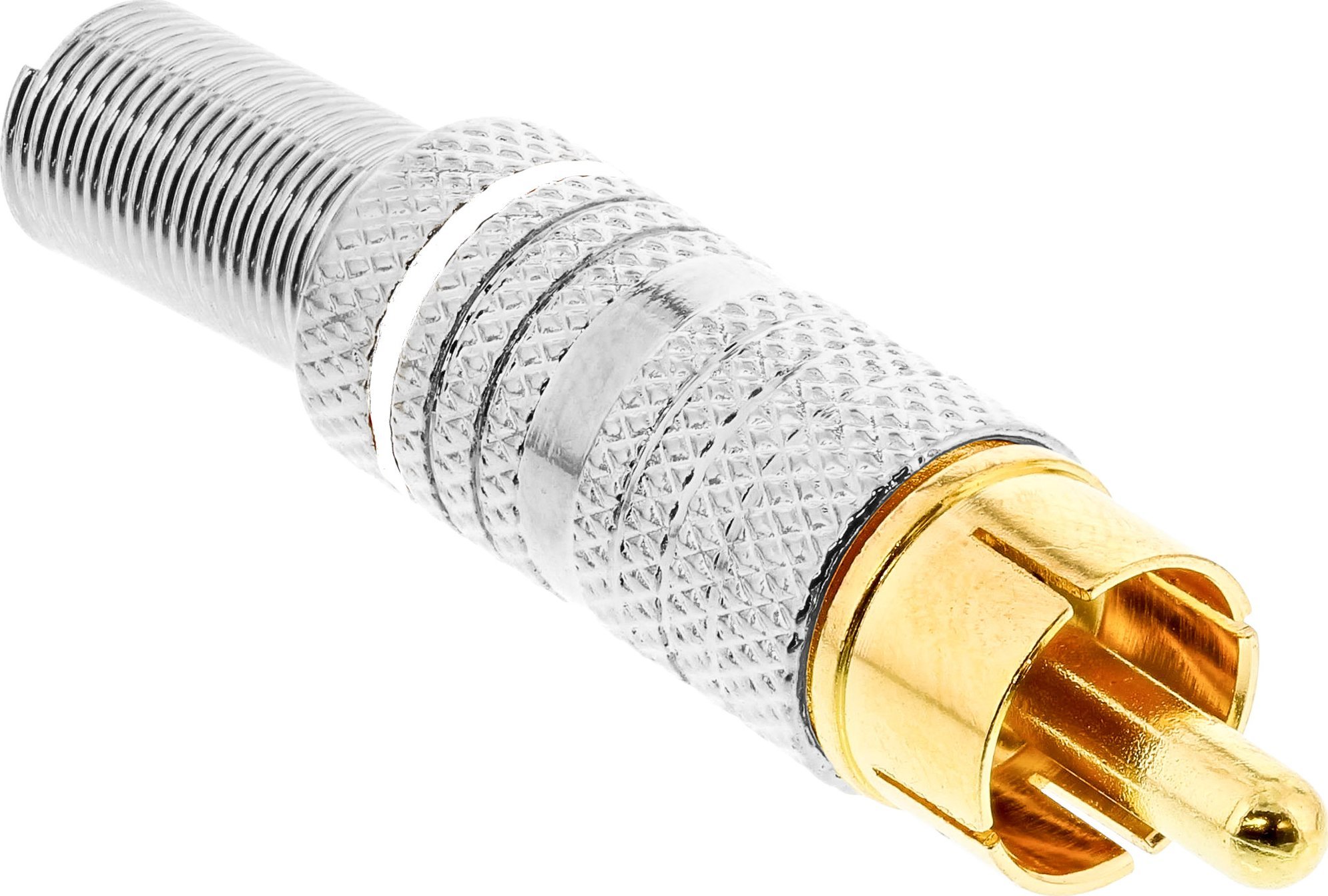 InLine InLine® RCA metal male plug for soldering, silver, white ring, for 6mm cable