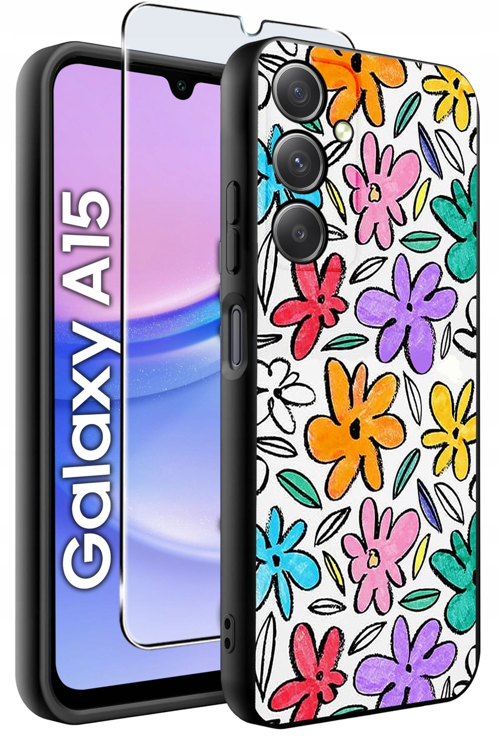 ETUI do Samsung M15 5G WZORY | SILIKONOWE MATT CASE + SZKŁO HARTOWANE 9H