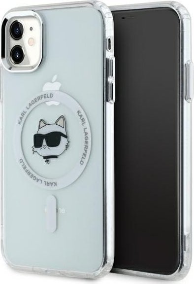 Karl Lagerfeld Karl Lagerfeld KLHMN61HLSCHH iPhone 11 / Xr 6.1" biały/white hardcase IML Metal Choupette Head MagSafe