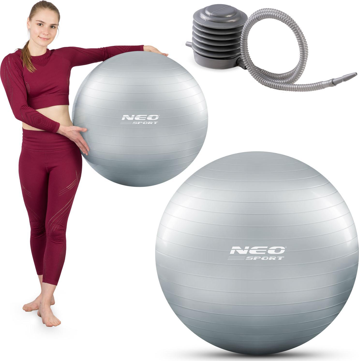Neo-Sport Piłka do ćwiczeń 65 cm NS-951 srebrna