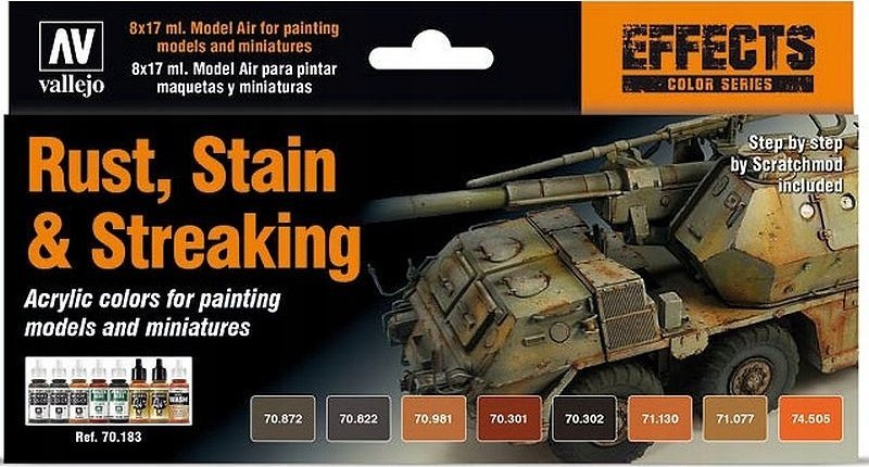 Vallejo Vallejo: 70.183 - Model Color - Effects - Rust, Stains & Streaking (8 x 18 ml)