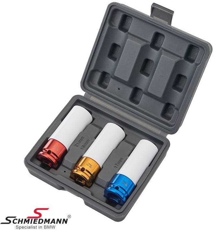 Avant krafttoppesæt 17-19-21mm i æske