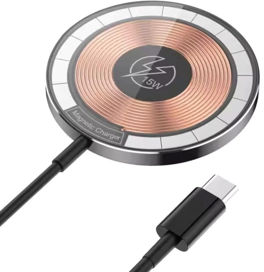 Ładowarka 1stCOOL Bezprzewodowa przenośna QI ładowarka 15W, MagSafe, USB-C, czarna