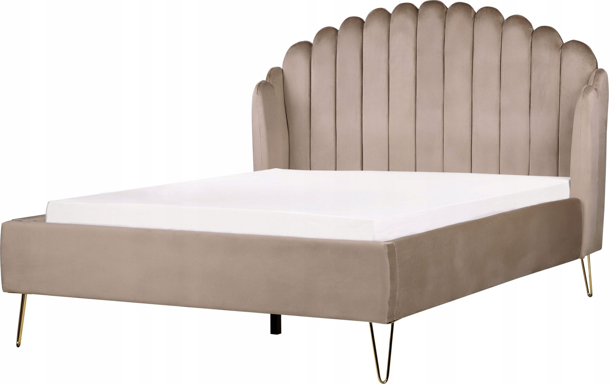 Beliani Łóżko welurowe 140 x 200 cm beżowoszare AMBILLOU