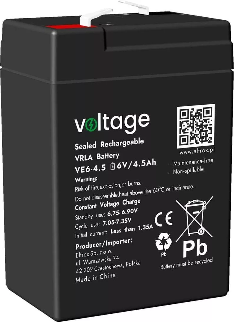 voltage Akumulator AGM Voltage 6V 4.5Ah VE6-4.5