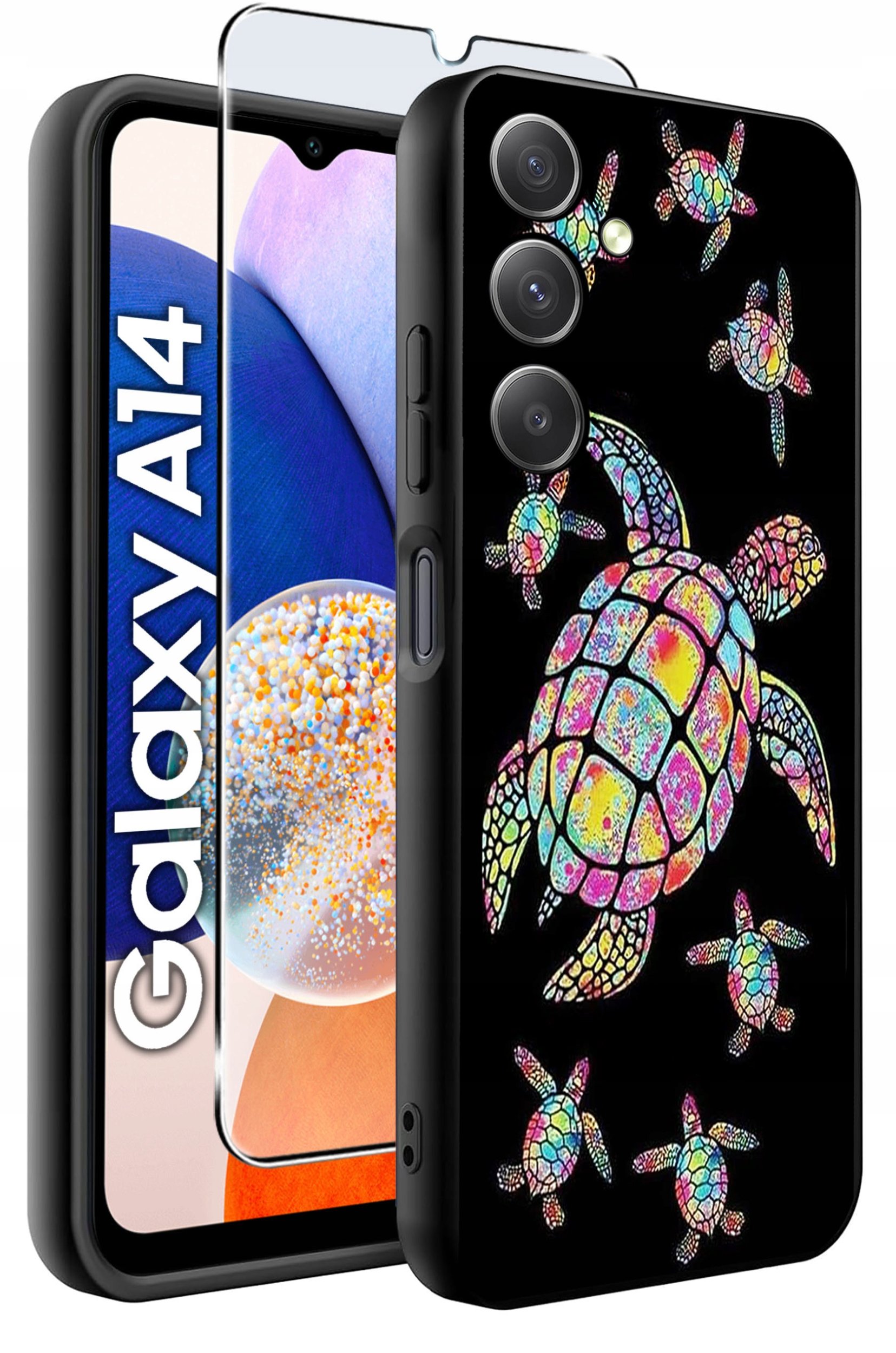 ETUI do Samsung A14 5G WZORY | SILIKONOWE MATT CASE + SZKŁO HARTOWANE 9H