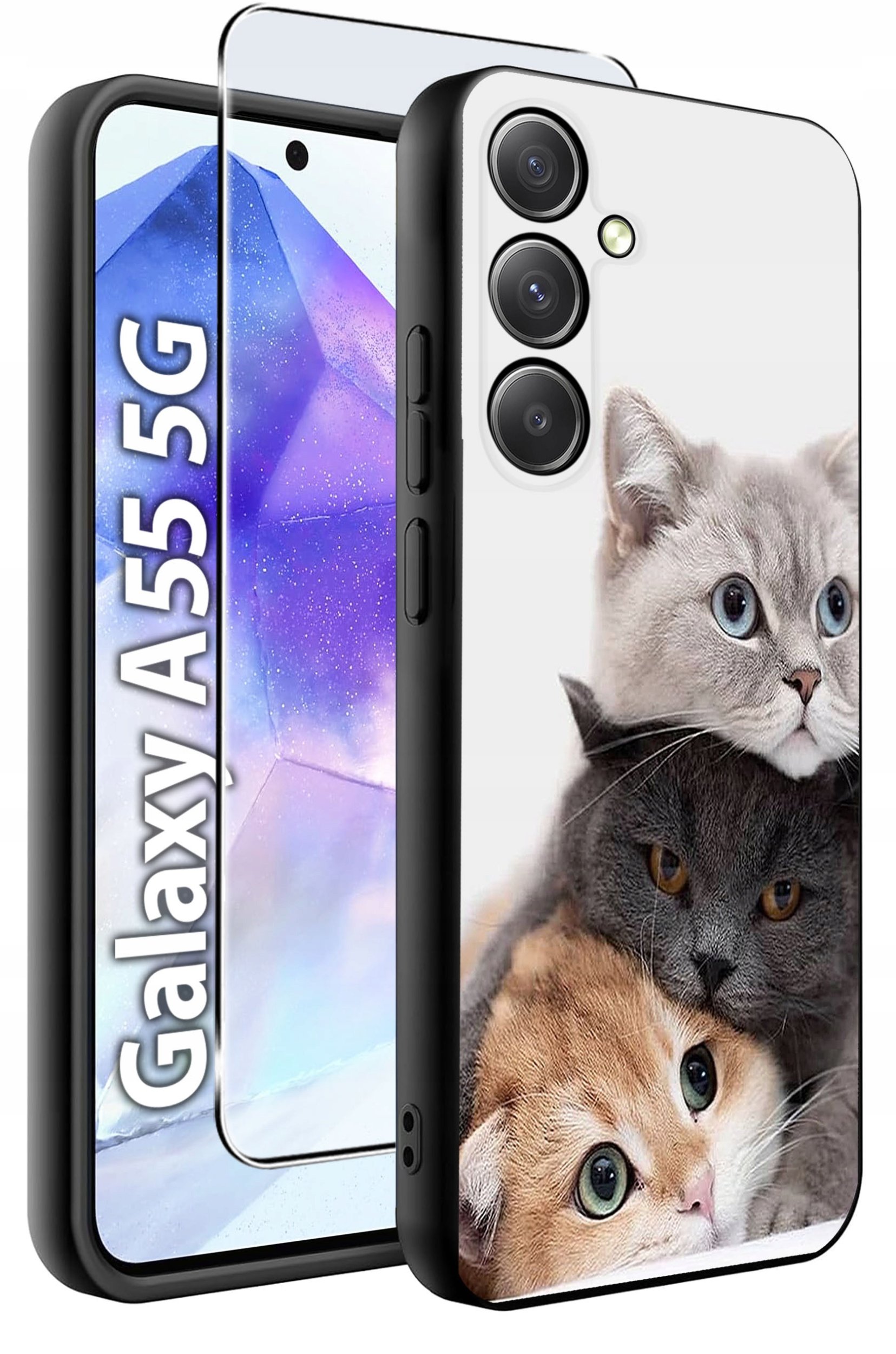 ETUI do Samsung A55 5G WZORY | SILIKONOWE MATT CASE + SZKŁO HARTOWANE 9H