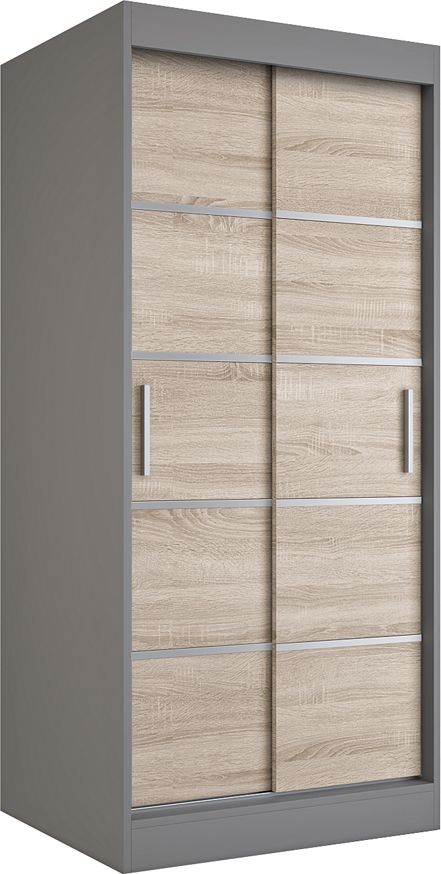 Elior Szafa przesuwna w kolorze antracyt + dąb sonoma - Livia 2X