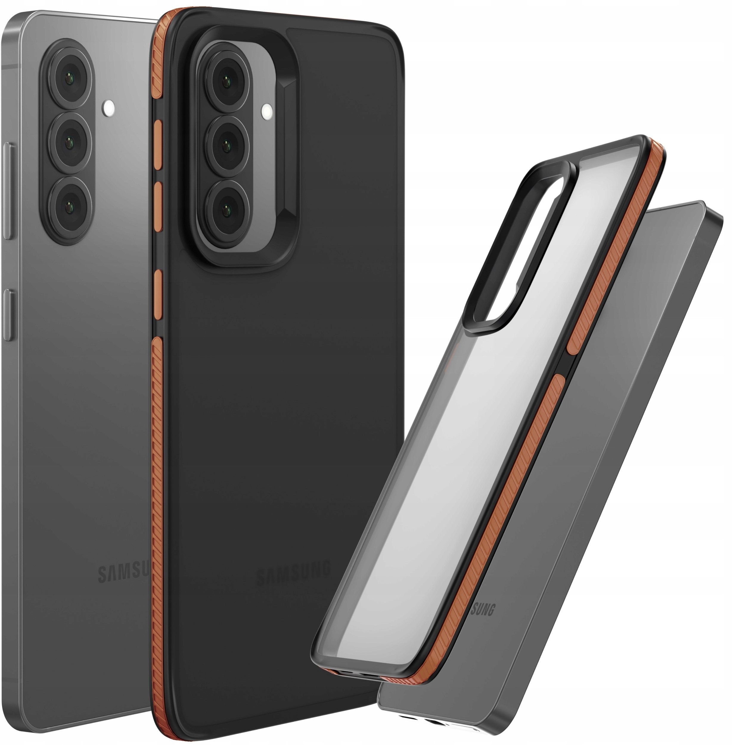 Etui Do Samsung Galaxy A56 (Matowe, Brązowa Ramka, Bumper, Plecki, Case)