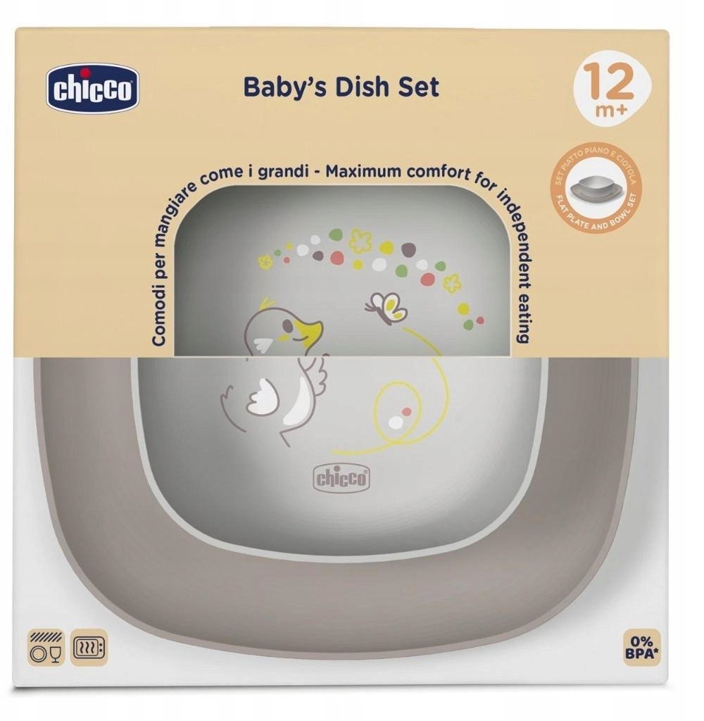 CHICCO-1600235-ZESTAW 2TALERZY SZARY 12M+