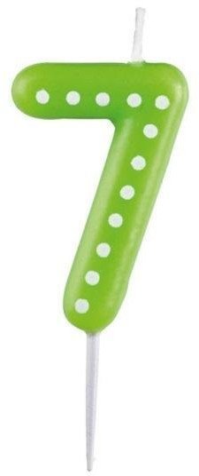 AMSCAN Świeczka cyferka 7 kropki i paski 9900917