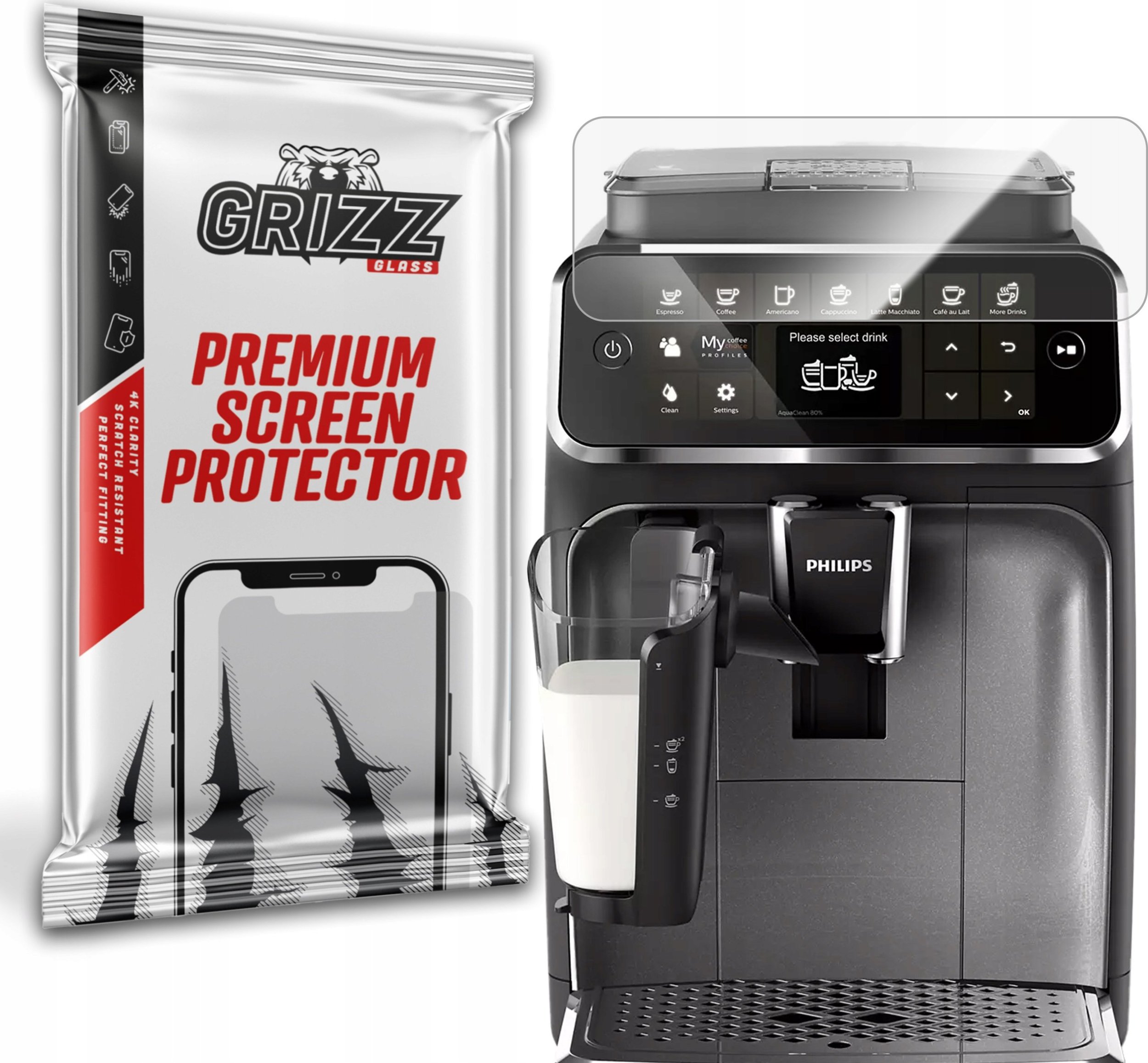 GrizzGlass Szkło hybrydowe GrizzGlass HybridGlass do Philips LatteGo 4300